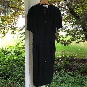 Vintage Liz Claiborne Black Crepe Fabric Dress